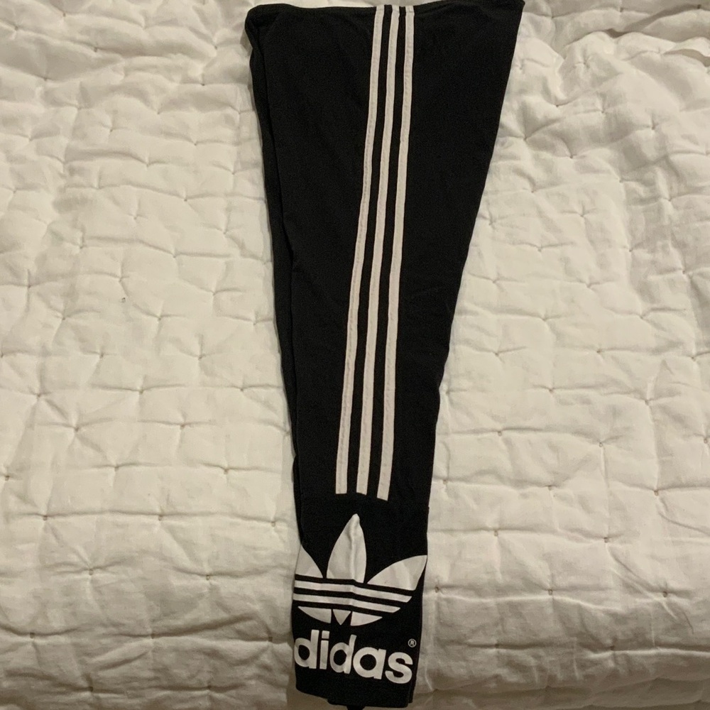 Adidas Kids Black Leggings with White Stripes